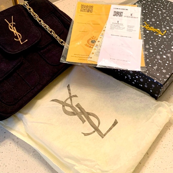 Yves Saint Laurent Black Shoulder Bag with Gold Accents - Picture 2 of 8